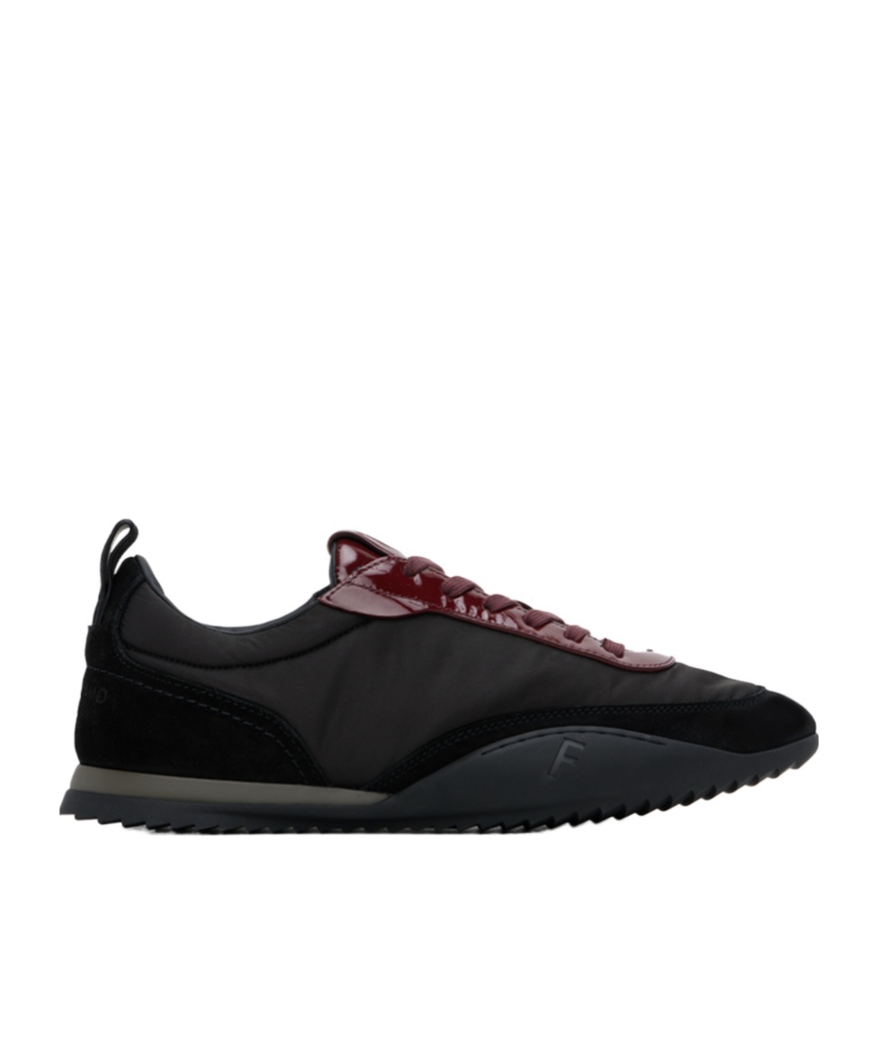 Ferragamo Spliced Lace-up Low-upper Sneakers In Black