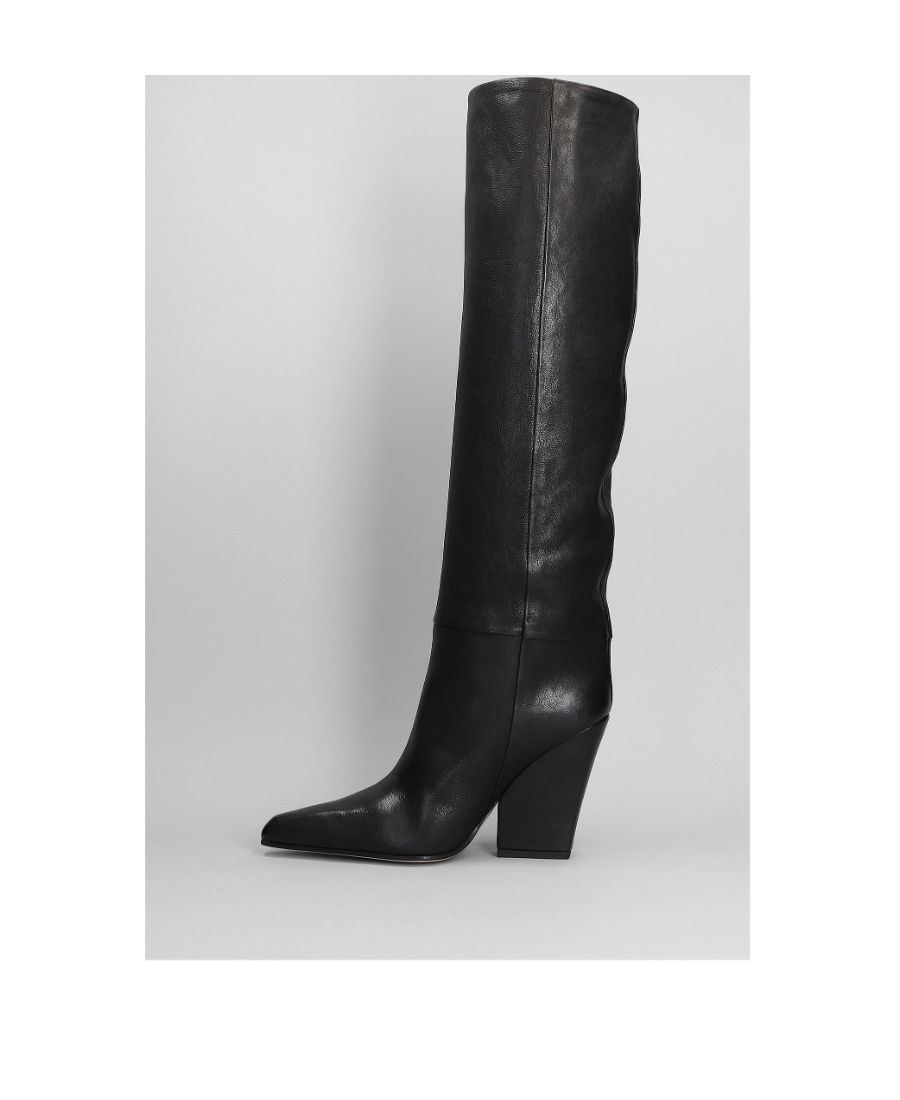 Paris Texas Black Texture-effect Leather Boots In Black