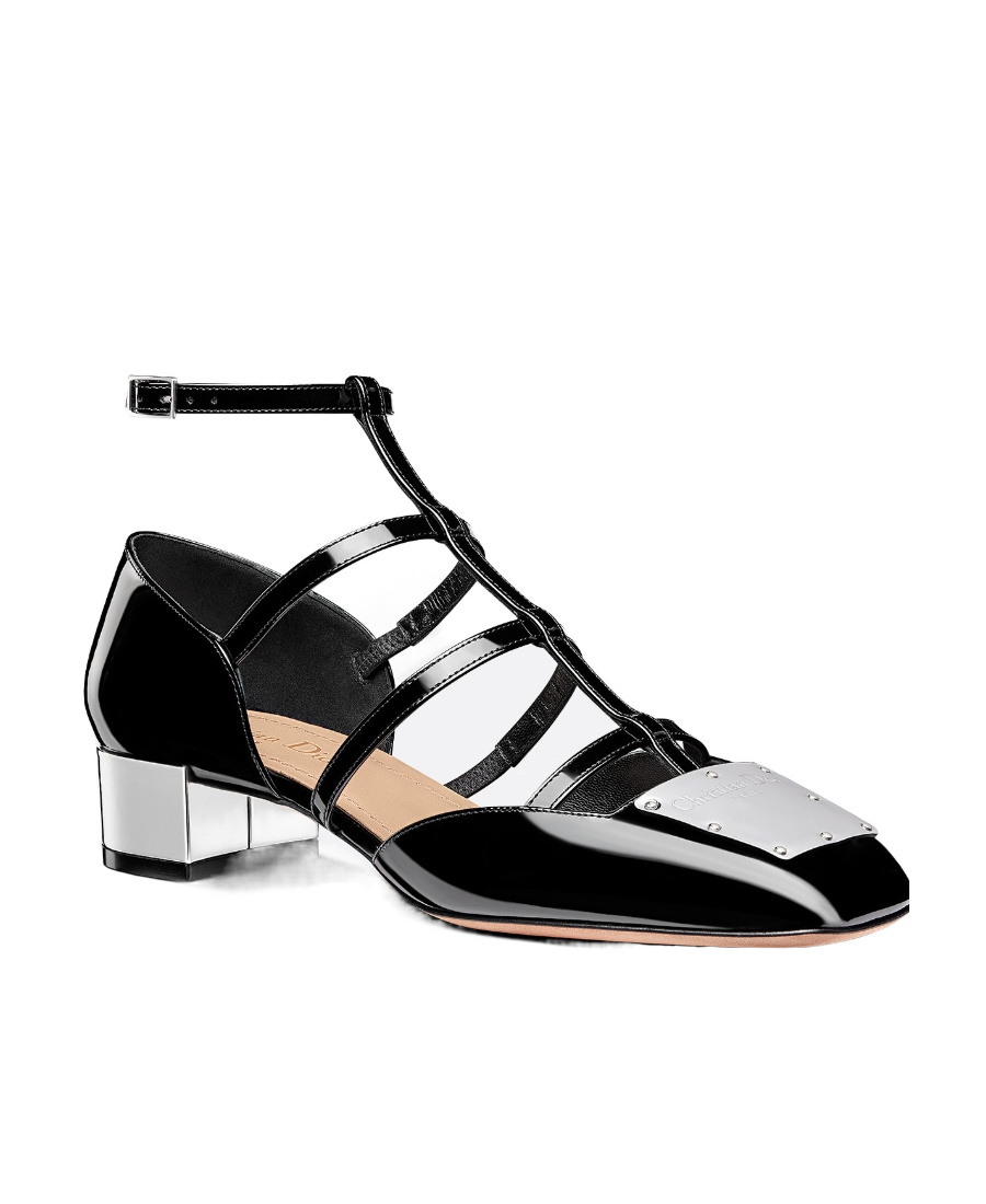 Dior Hollow-out Shoes With Square Head And Low Heels In Black