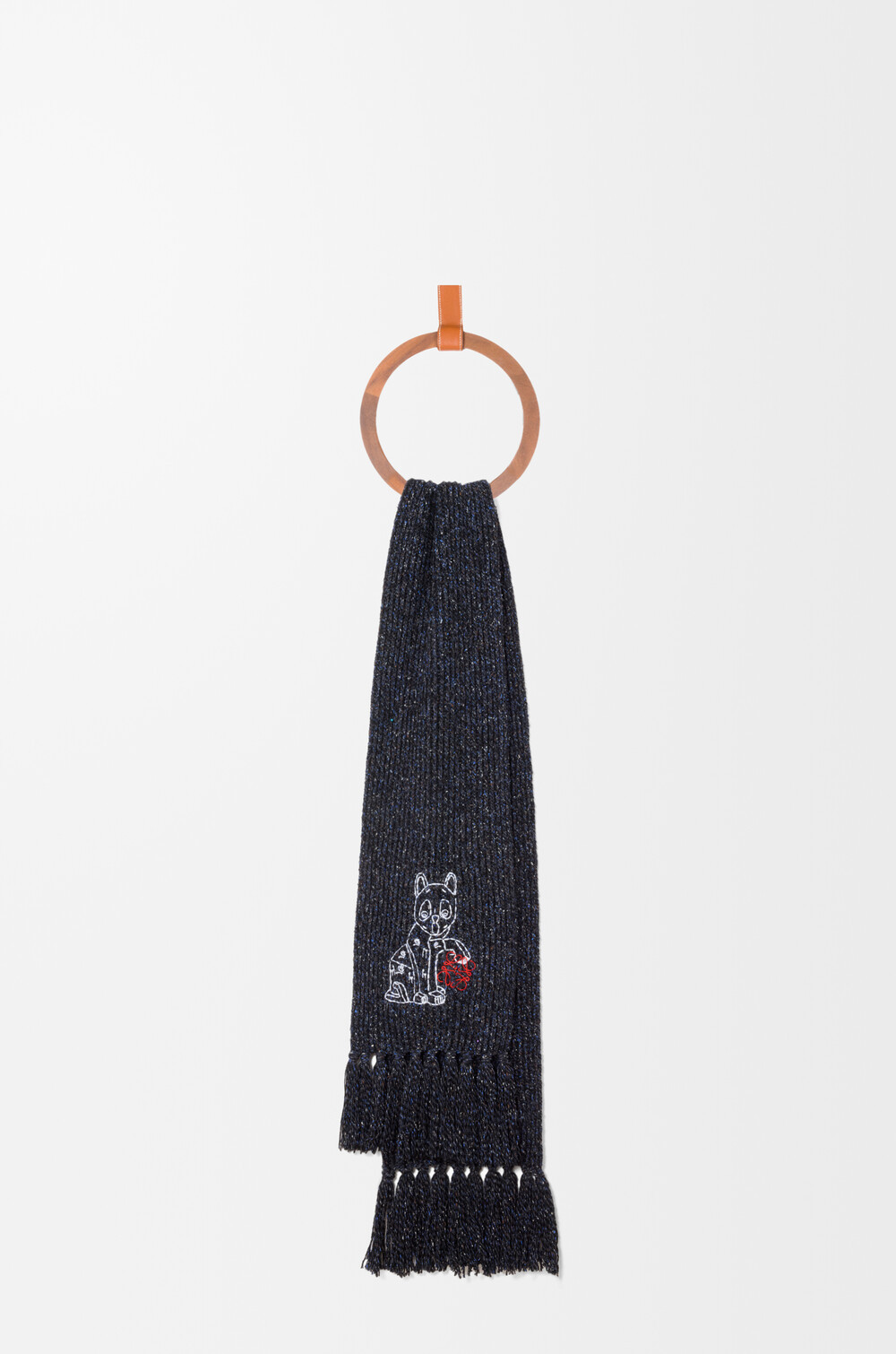 Loewe Scarf In Wool, Silk And Alpaca Blend In Black