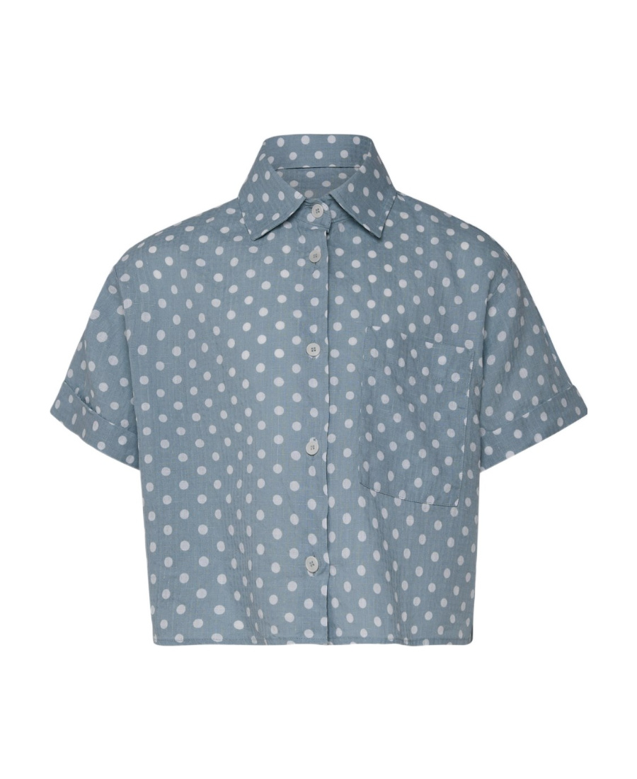 Aspesi Polka Dot-print Cropped Shirt In Gray