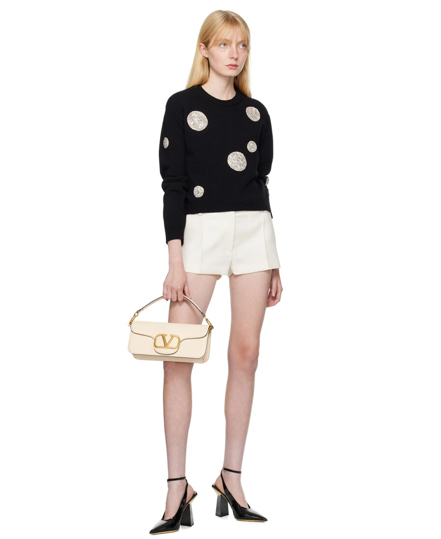 Valentino Off-white Creased Shorts In Nude