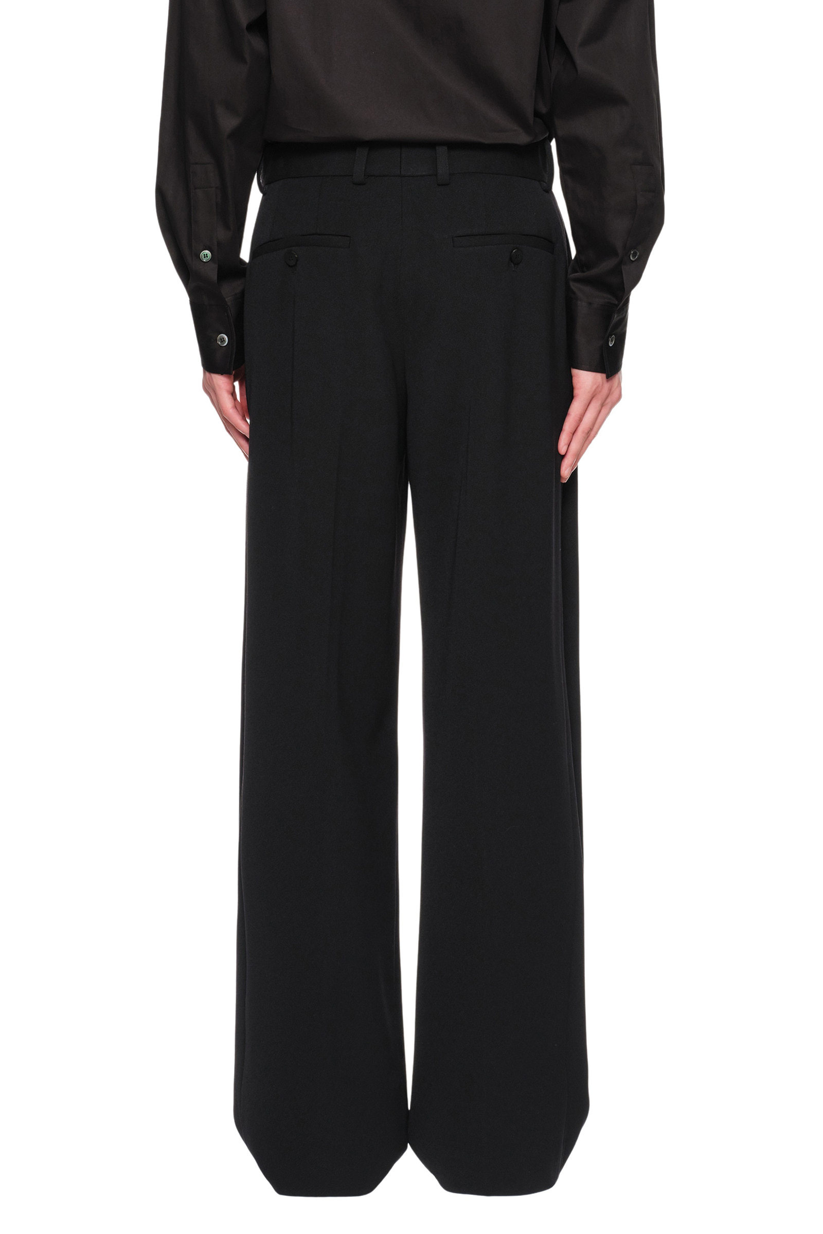 Wooyoungmi Double Pleated Wide Trousers In Black