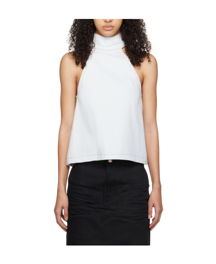 We11 Done Sleeveless Neck Vest In White