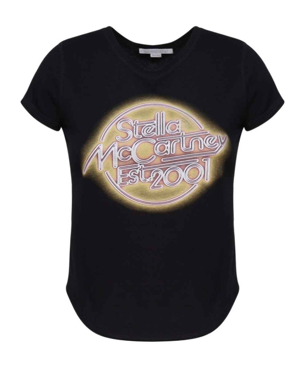 Stella Mccartney Logo Printed Crewneck T-shirt In Black