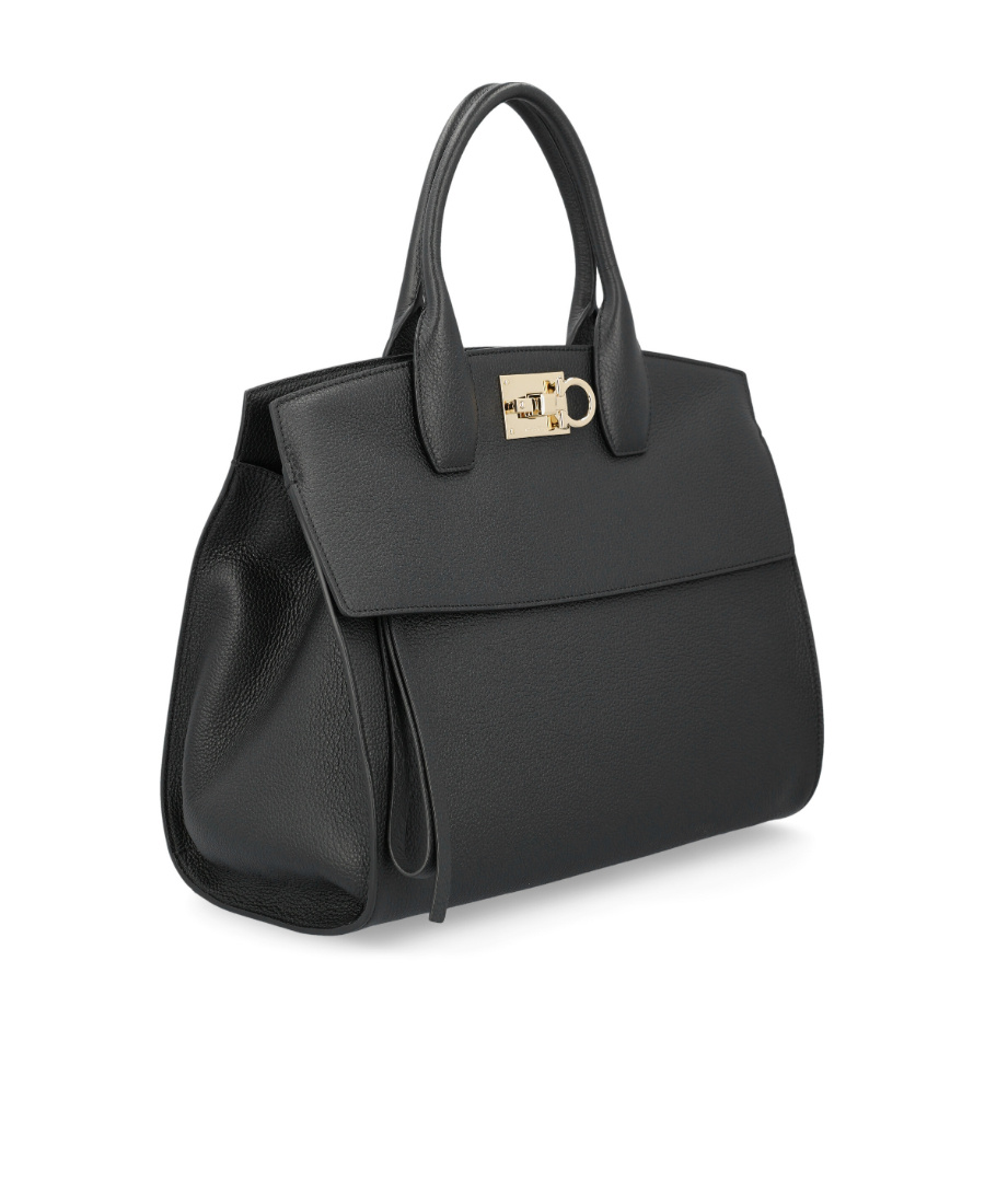 Ferragamo Studio Bag Small Leather Satchel In Black