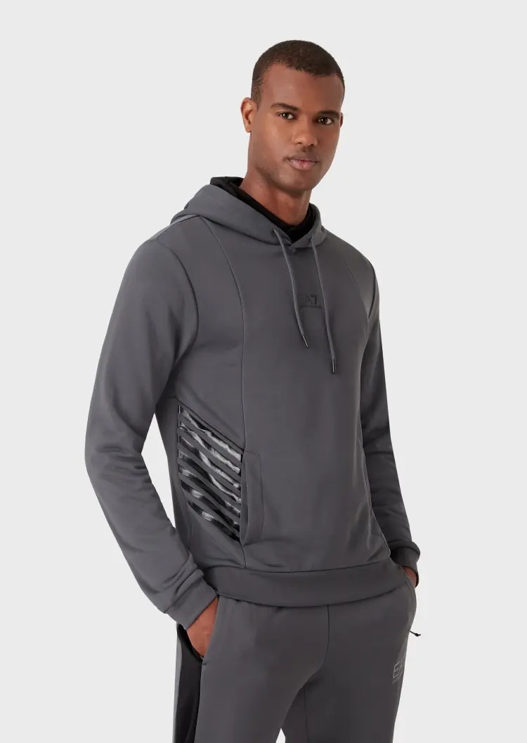 Ea7 Side Waist Impact Color Sports Sweater In Black