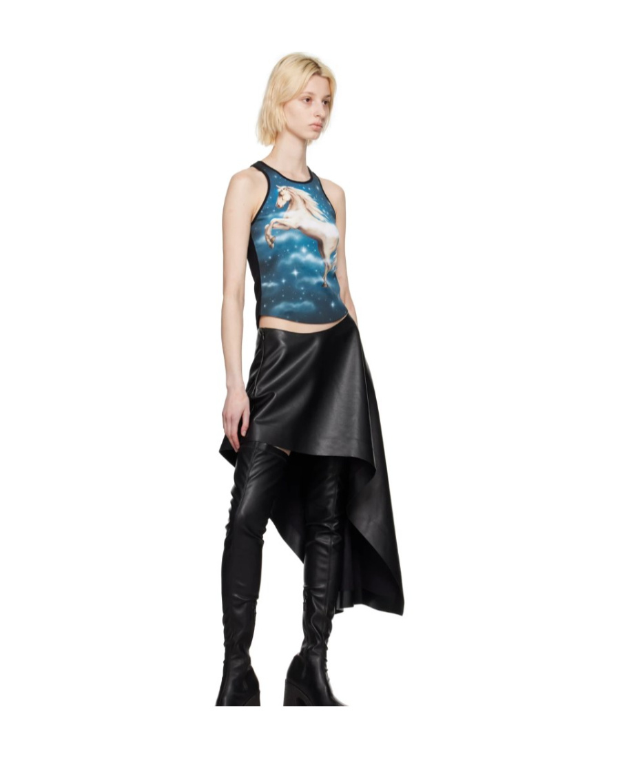 Stella Mccartney Asymmetric Draped Faux-leather Skirt In Black
