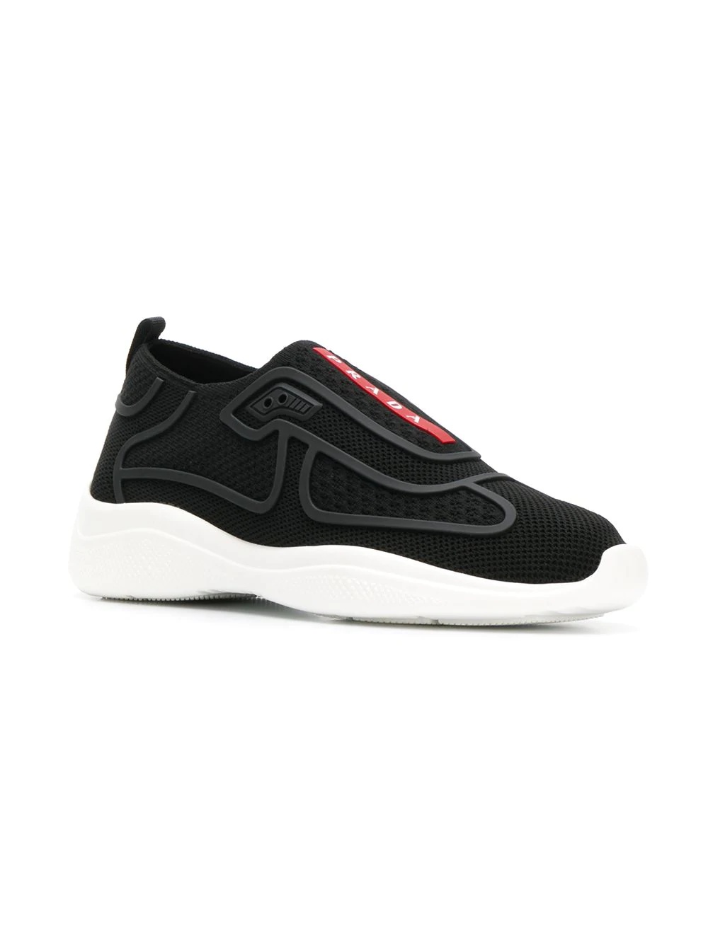 Prada Logo Sock Sneakers In Black
