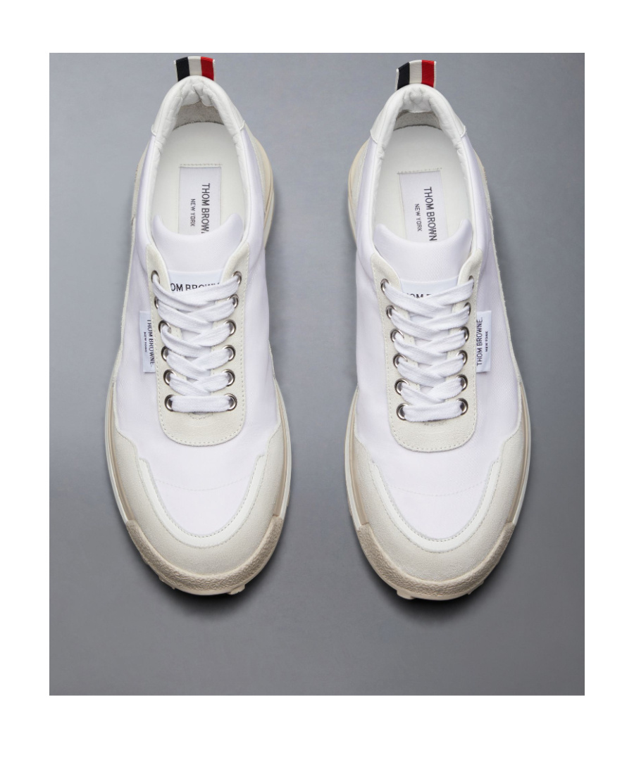 Thom Browne Tech Runner Suede Sneakers In White