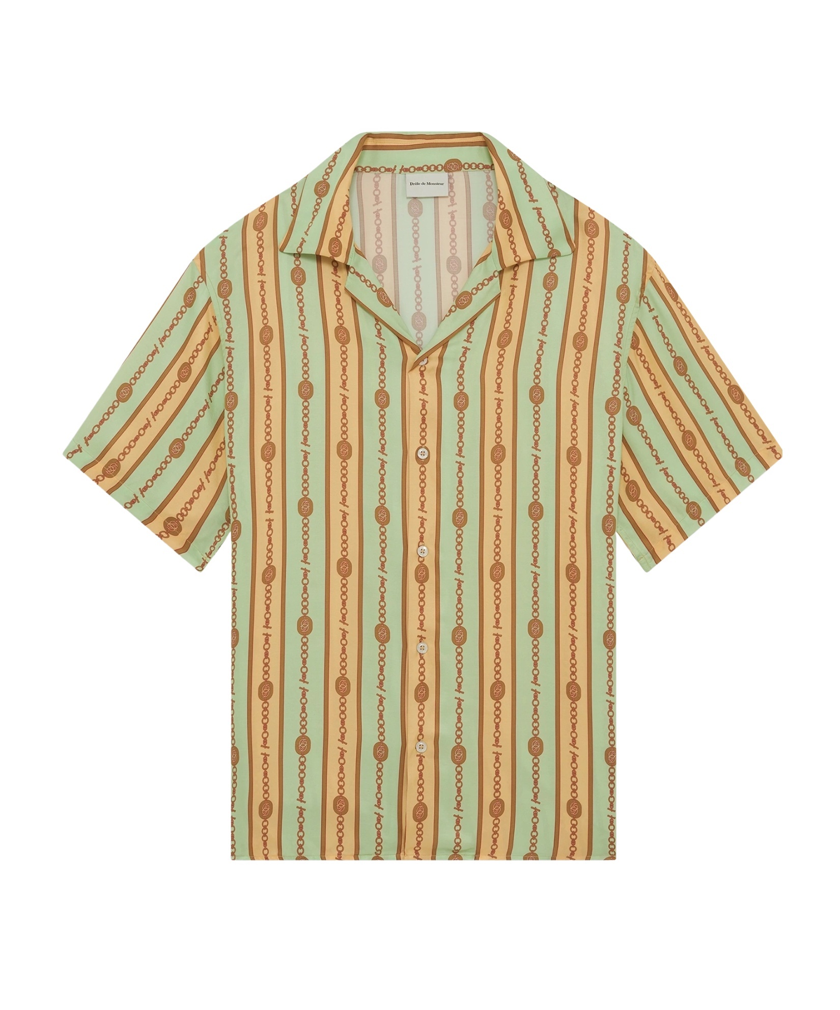 Drôle De Monsieur Striped Jewel Shirt Short Sleeves In Yellow