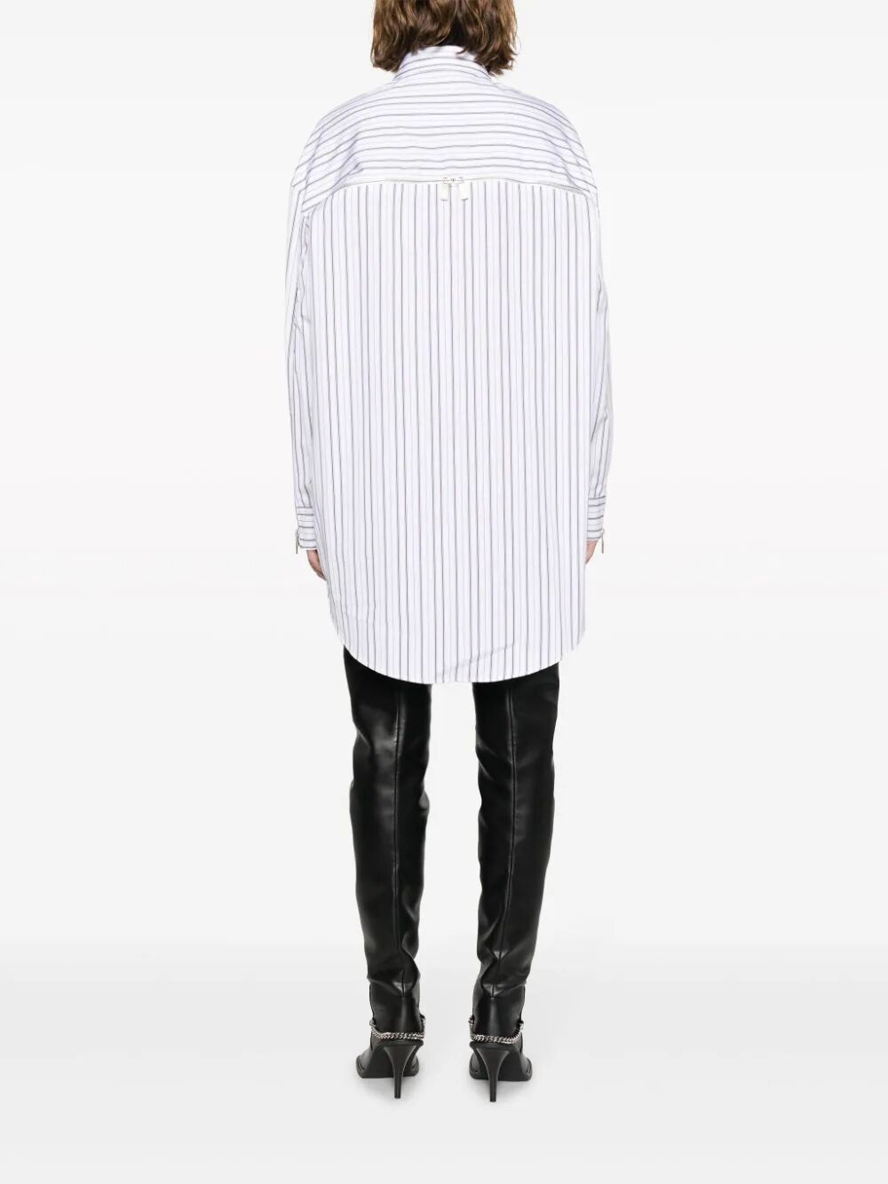 Off-white Pinstriped Long-sleeved Poplin Shirt In White
