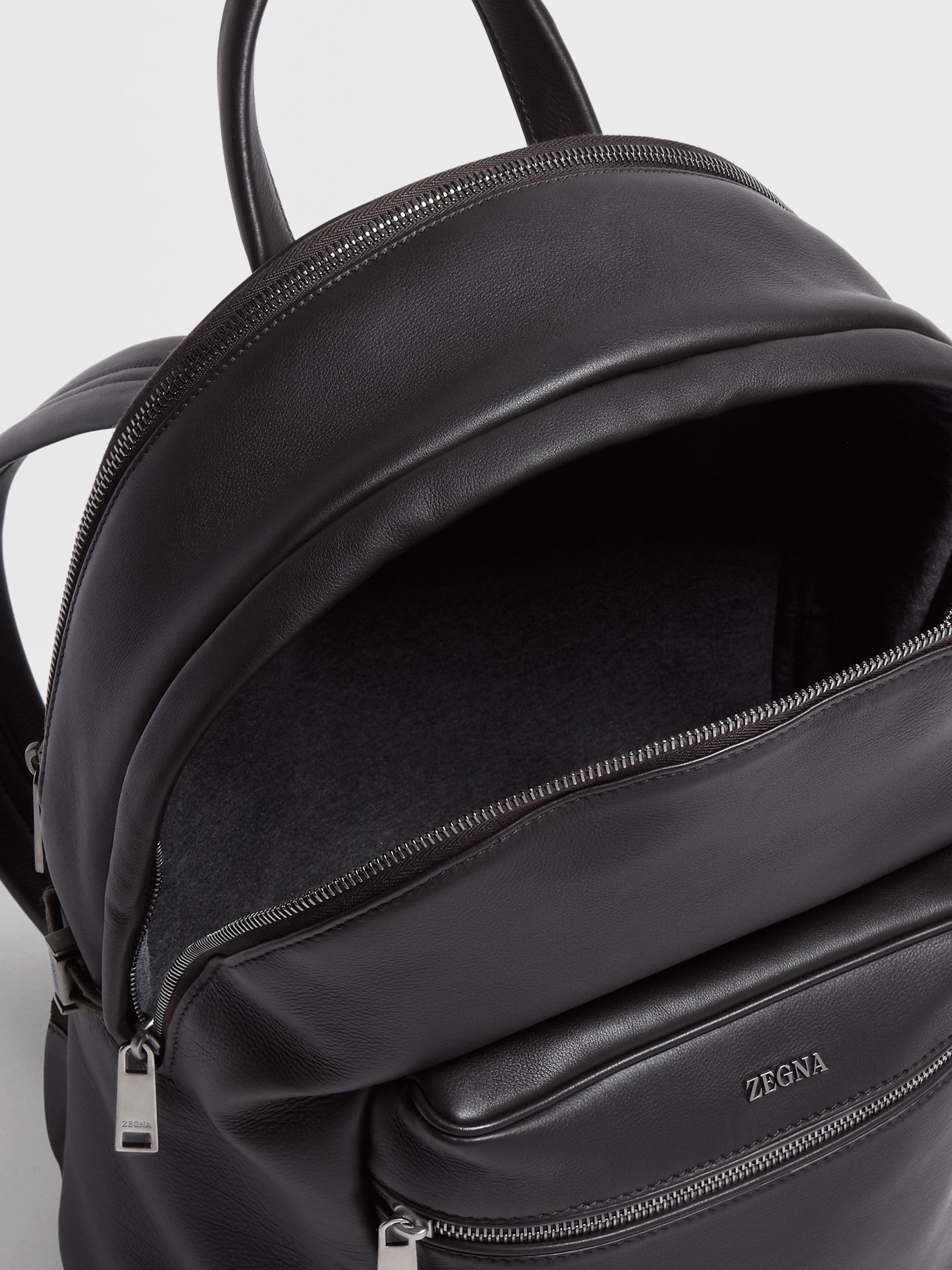 Zegna Logo Lettering Secondskin Backpack In Brown