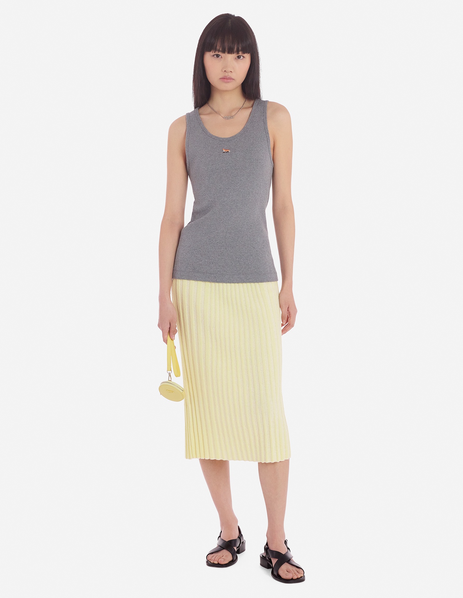 MAISON KITSUNÉ MAISON KITSUNÉ RIBBED-KNIT PENCIL MIDI SKIRT