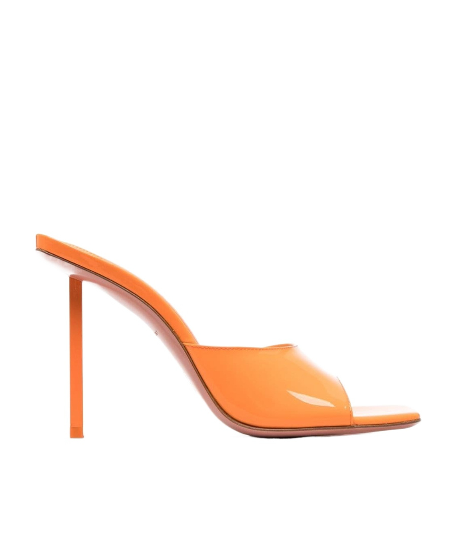 Amina Muaddi Woman Sandals Orange Size 10 Soft Leather In Orange