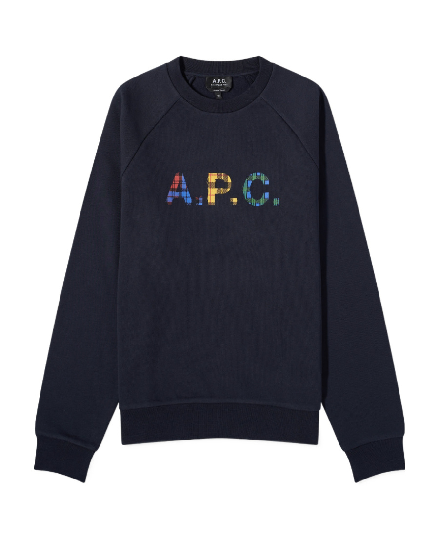 Apc Shaun Tartan-logo Sweatshirt In Black