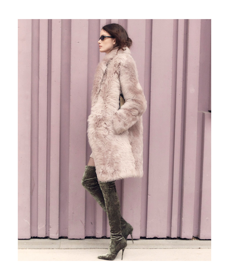 Saint Laurent Oversized Shearling Jacket In Pink