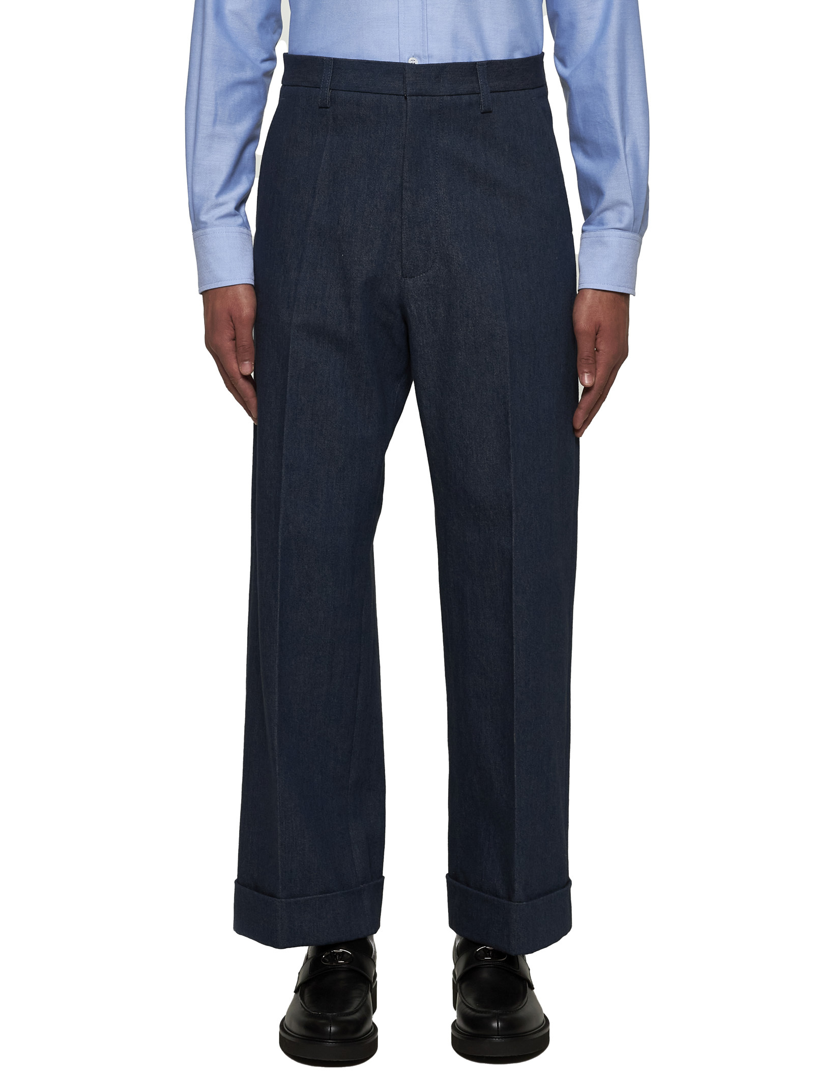 VALENTINO VALENTINO PLEAT DETAILED STRAIGHT LEG JEANS