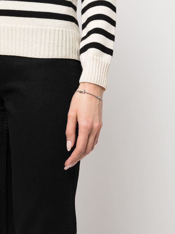 Saint Laurent Monogram-logo Gemstone Bracelet In Gray