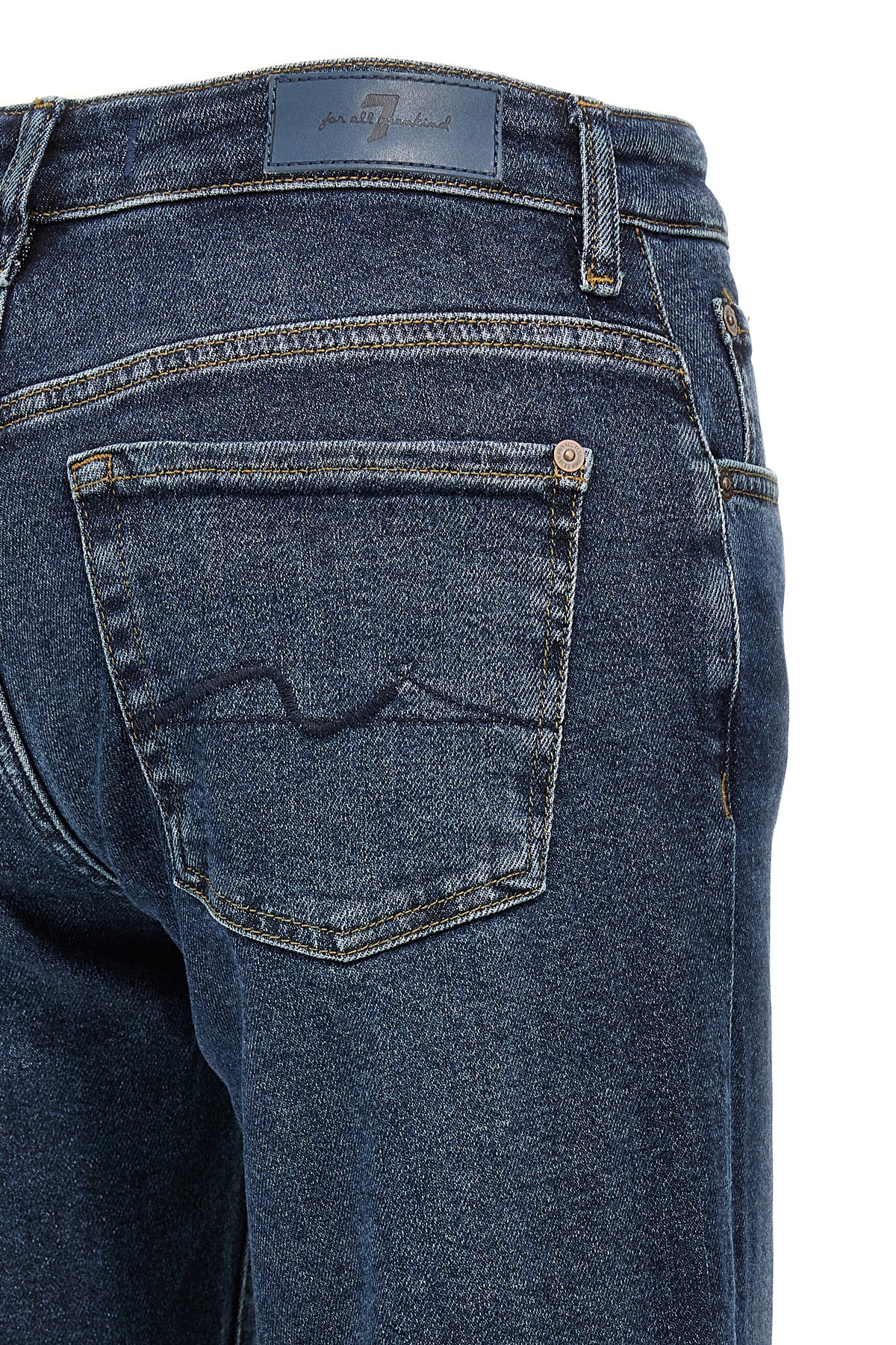 7 For All Mankind Faded Jeans Contrast Stitching In Blue