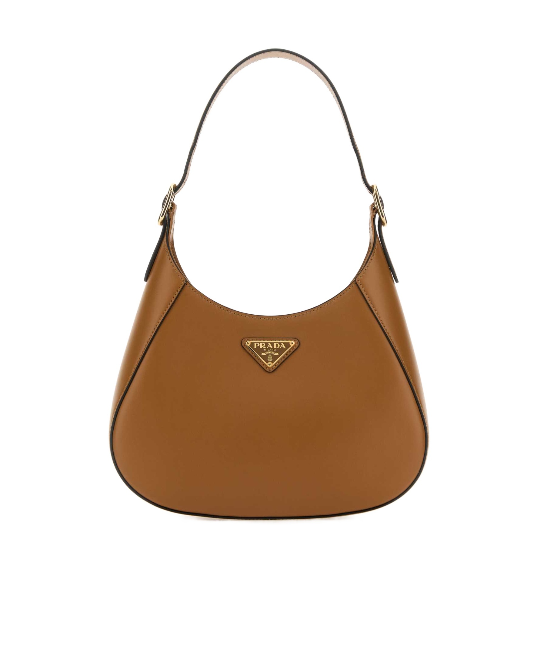 Prada City Leather Shoulder Bag In Brown