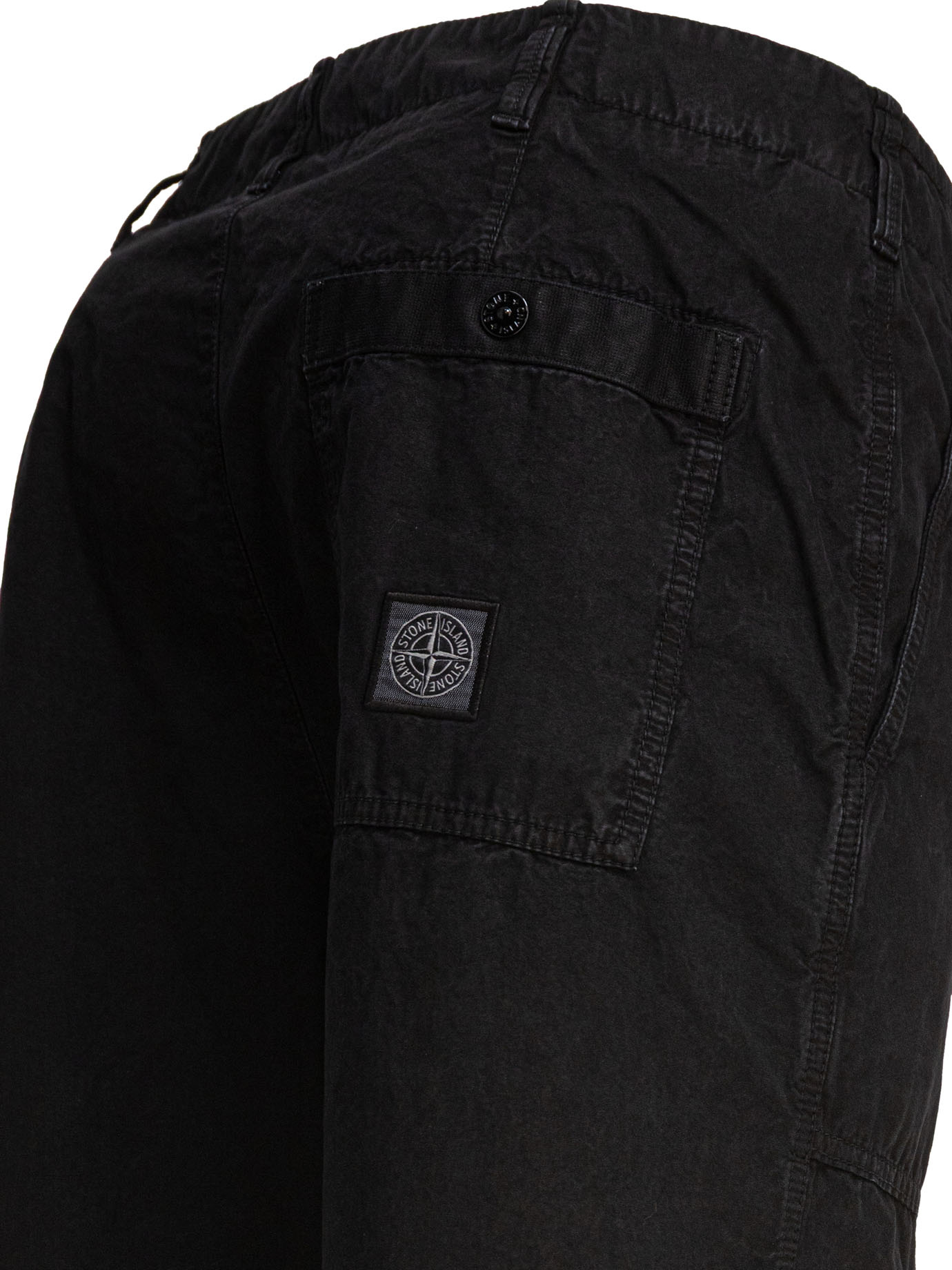 Stone Island Logo Patch Straight-leg Pants In Black