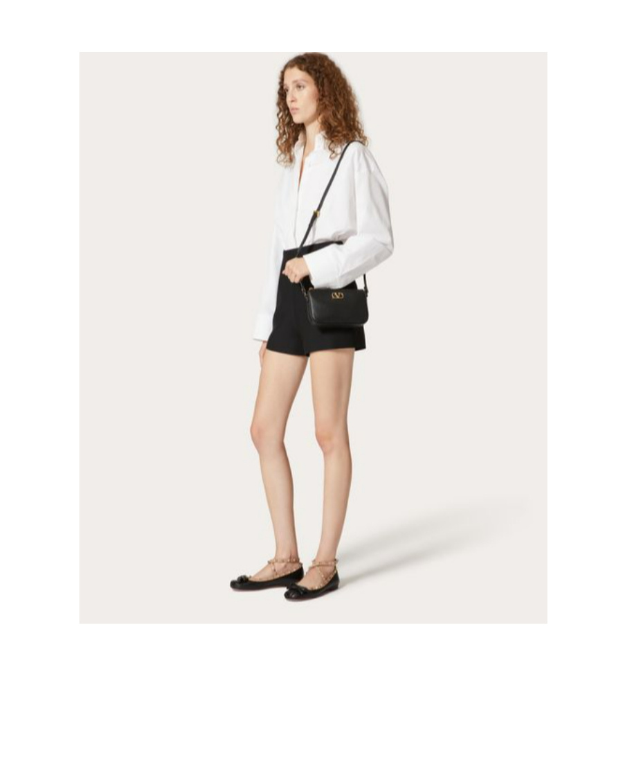 Valentino Vlogo Signature Leather Crossbody Bag In Black