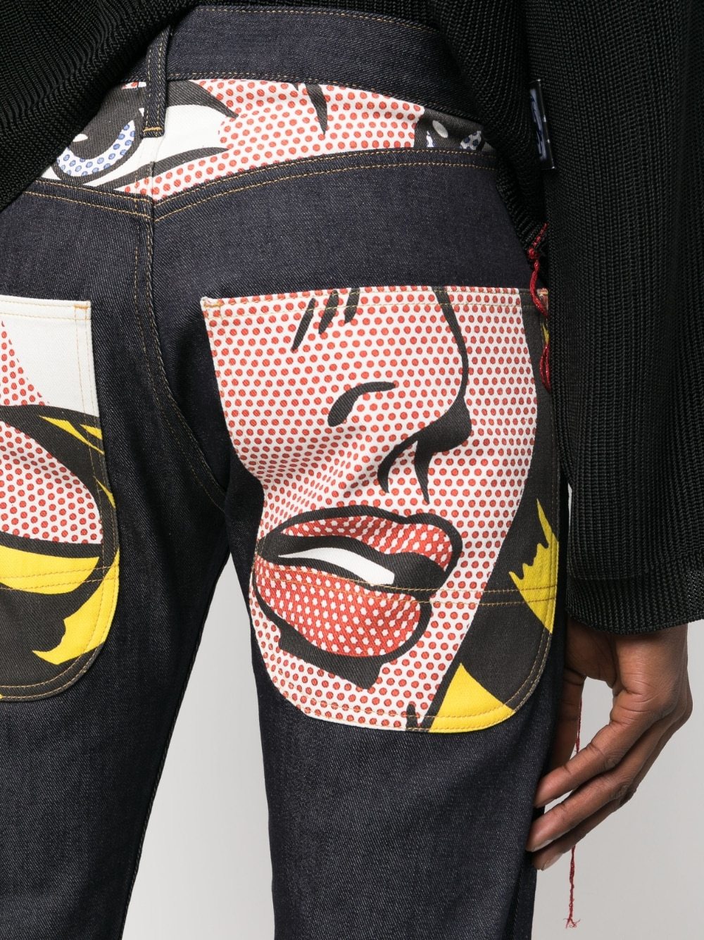 Junya Watanabe Graphic Print Denim Trousers In Blue