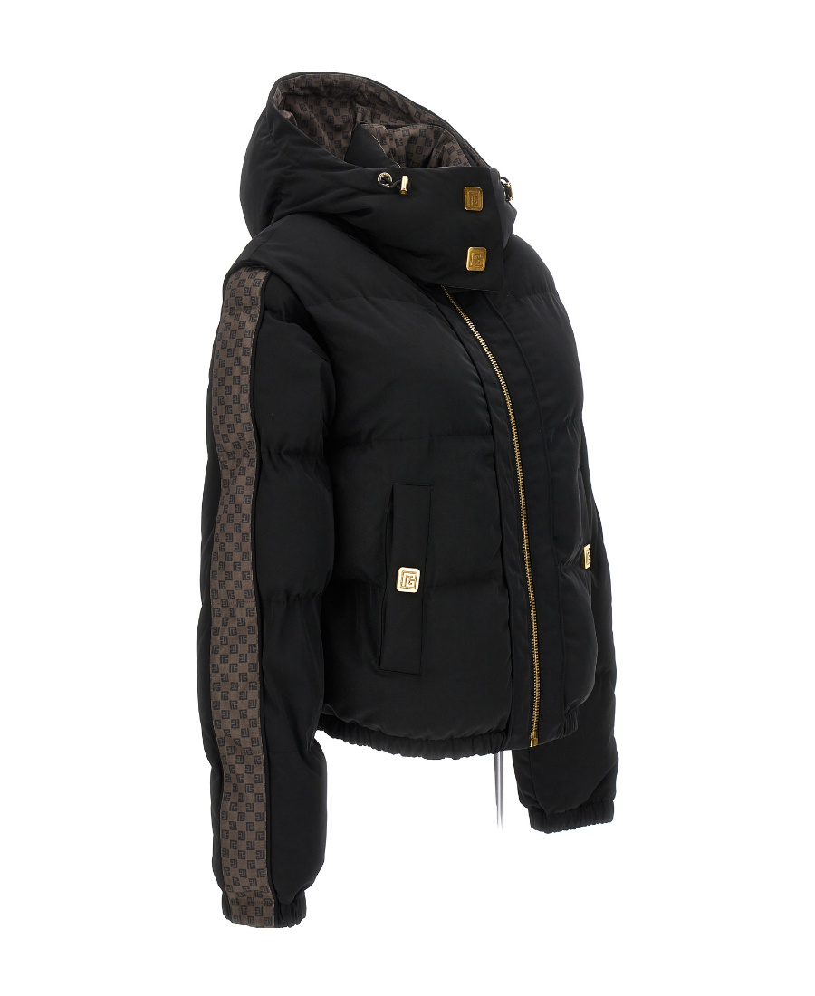 Balmain Mini Monogram Down Jacket In Black