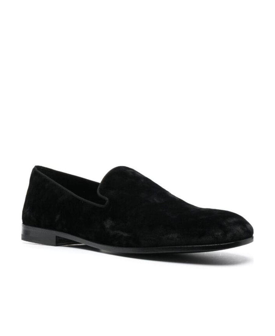 Dolce & Gabbana 'vivaldi' Black Loafers With All-over Logo Lettering In Black