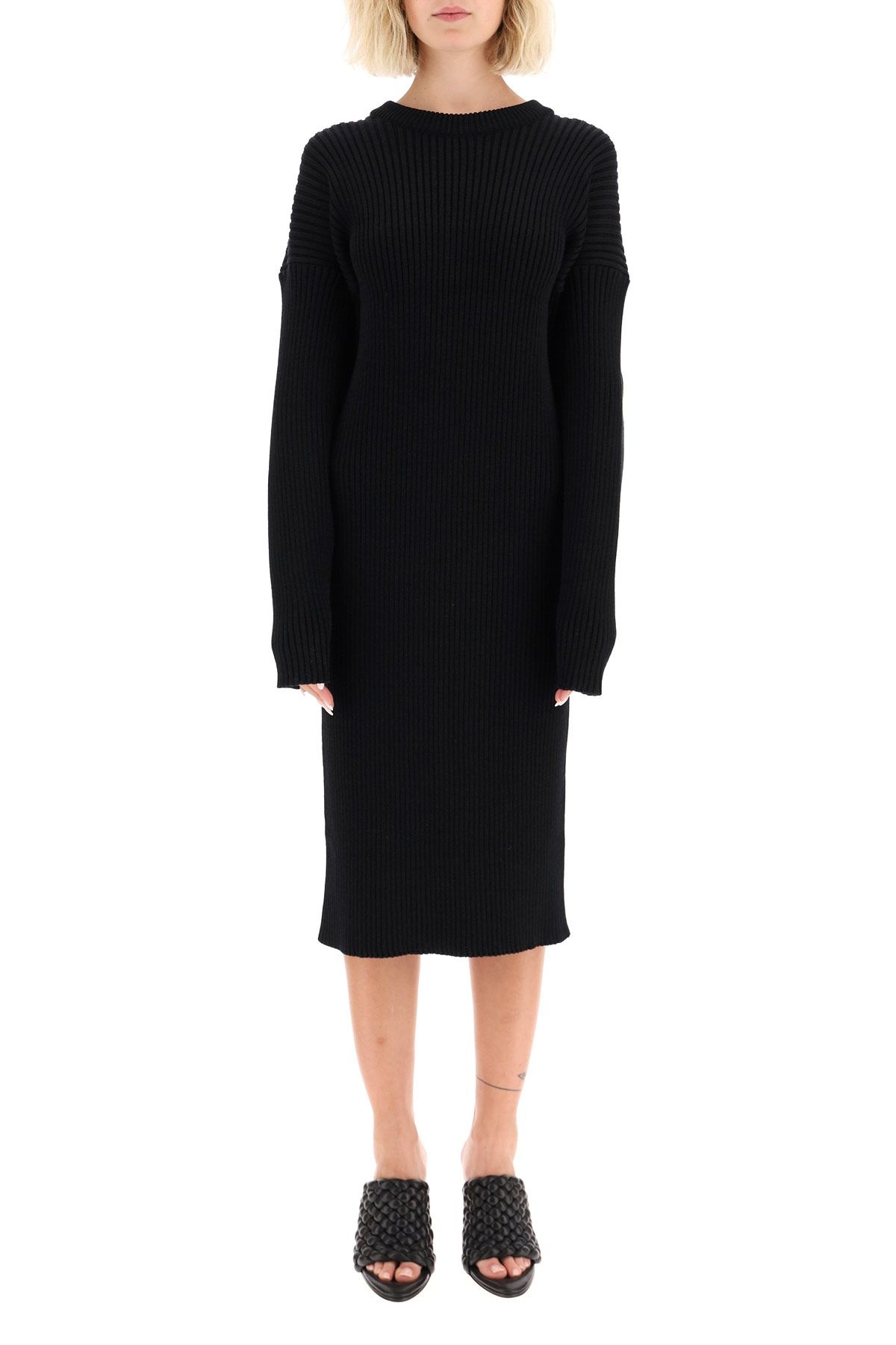 BOTTEGA VENETA CUT-OUT KNEE-LENGTH SWEATER DRESS
