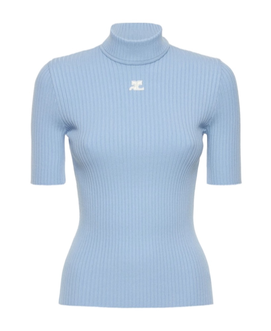 Courrèges Ribbed Turtleneck Sweater With Monogram