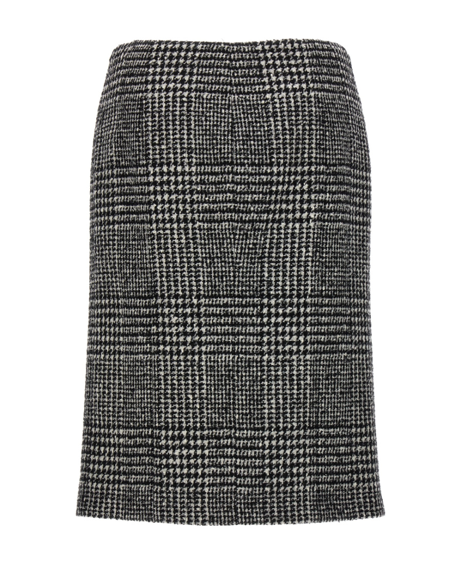 Tom Ford High-waisted Knee-length Fitted Houndstooth Skirt In Black