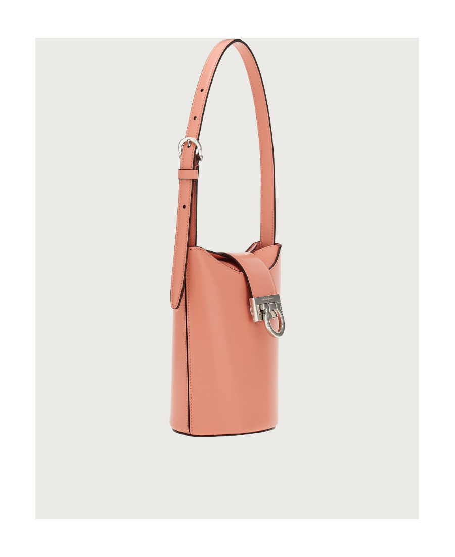 Shop Ferragamo Salvatore Trifolio Logo Engraved Shoulder Bag In Pink