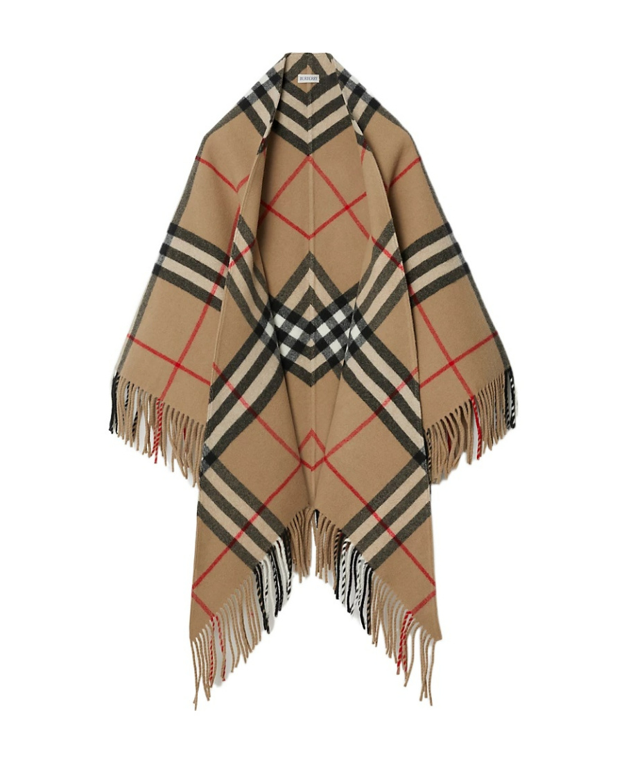 Burberry Vintage Check-pattern Wool Cape In Green
