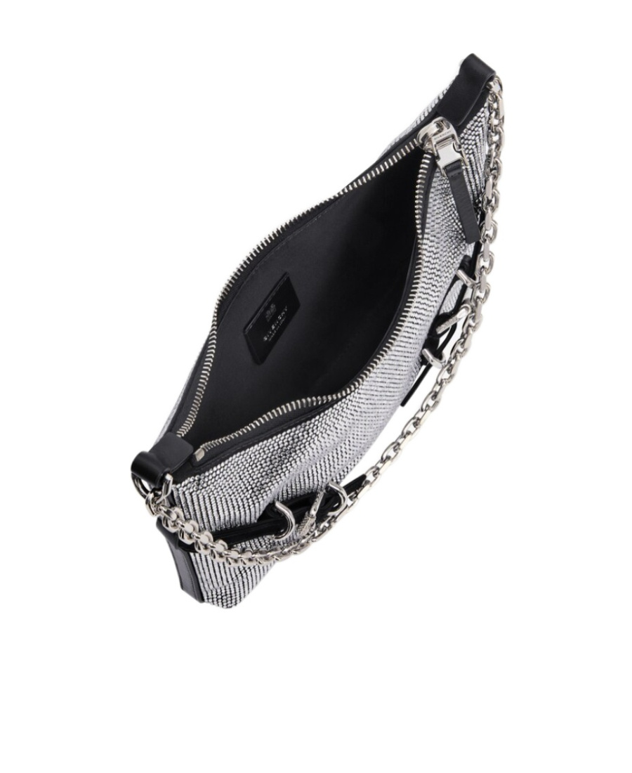 Givenchy Voyou Party Bag In Black Satin With Rhinestones In Black