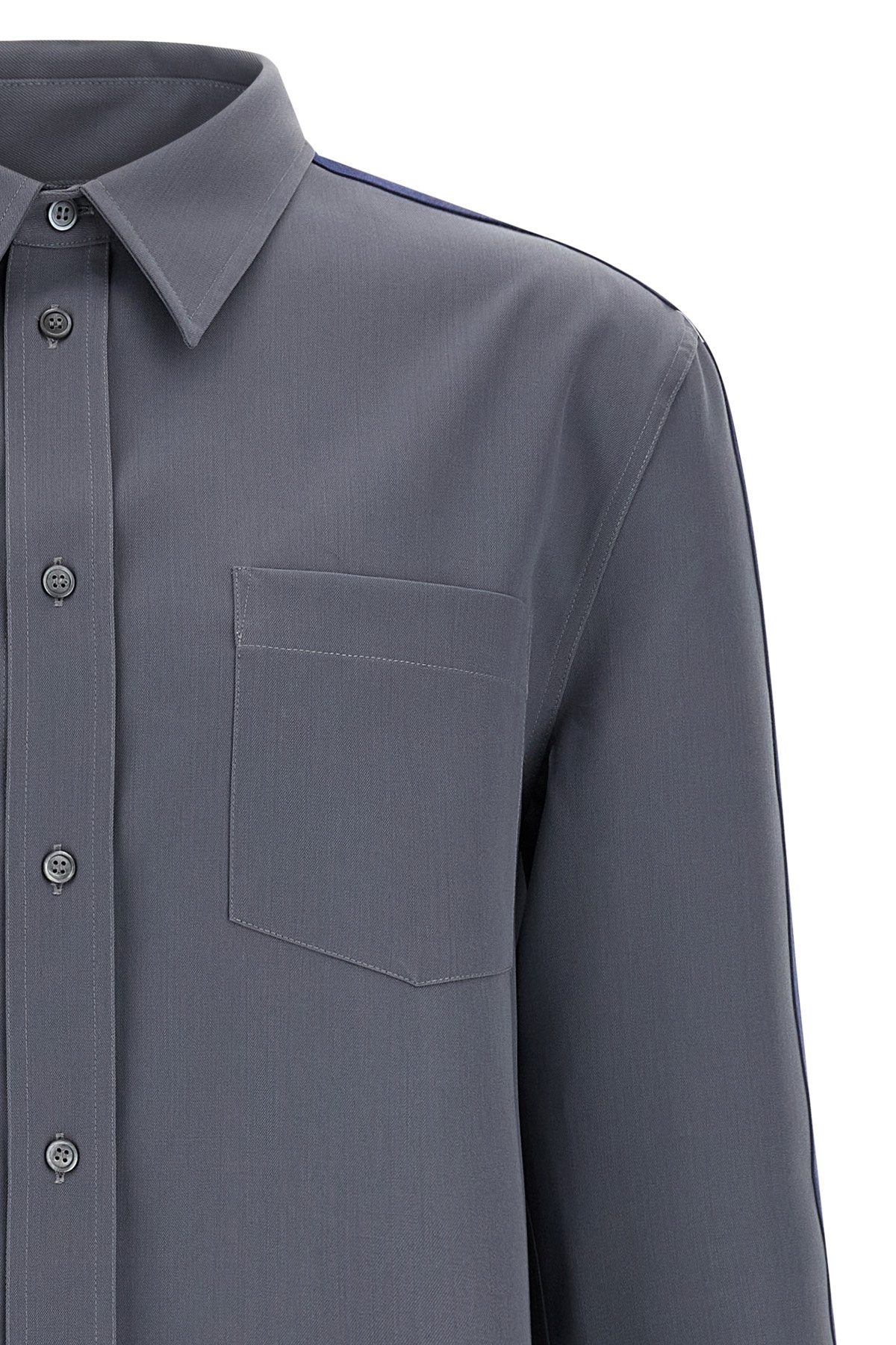 Marni Wool Shirt With Button-down Collar And Pocket In Blue