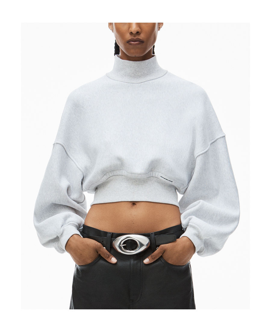 Alexander Wang Mock-neck Cropped Sweatshirt In White