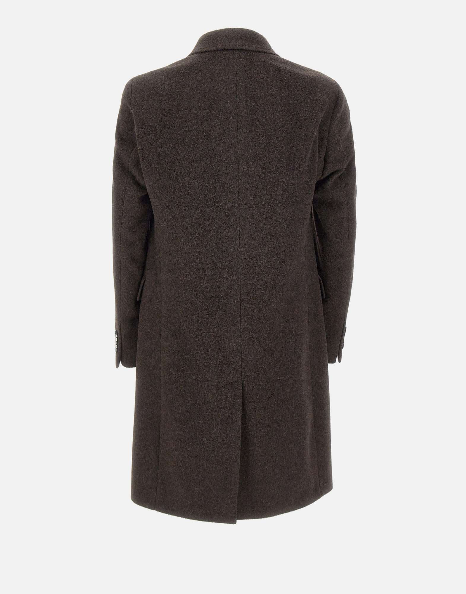 Hugo Boss Cappotto Doppiopetto In Misto Alpaca Marrone Scuro In Brown