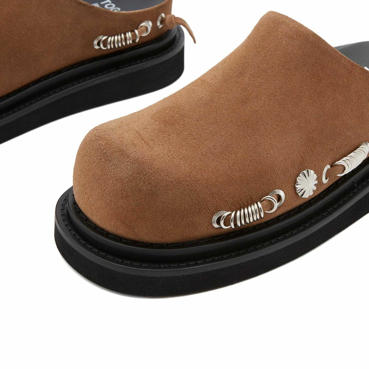 Shop Toga Suede Clogs In Brown
