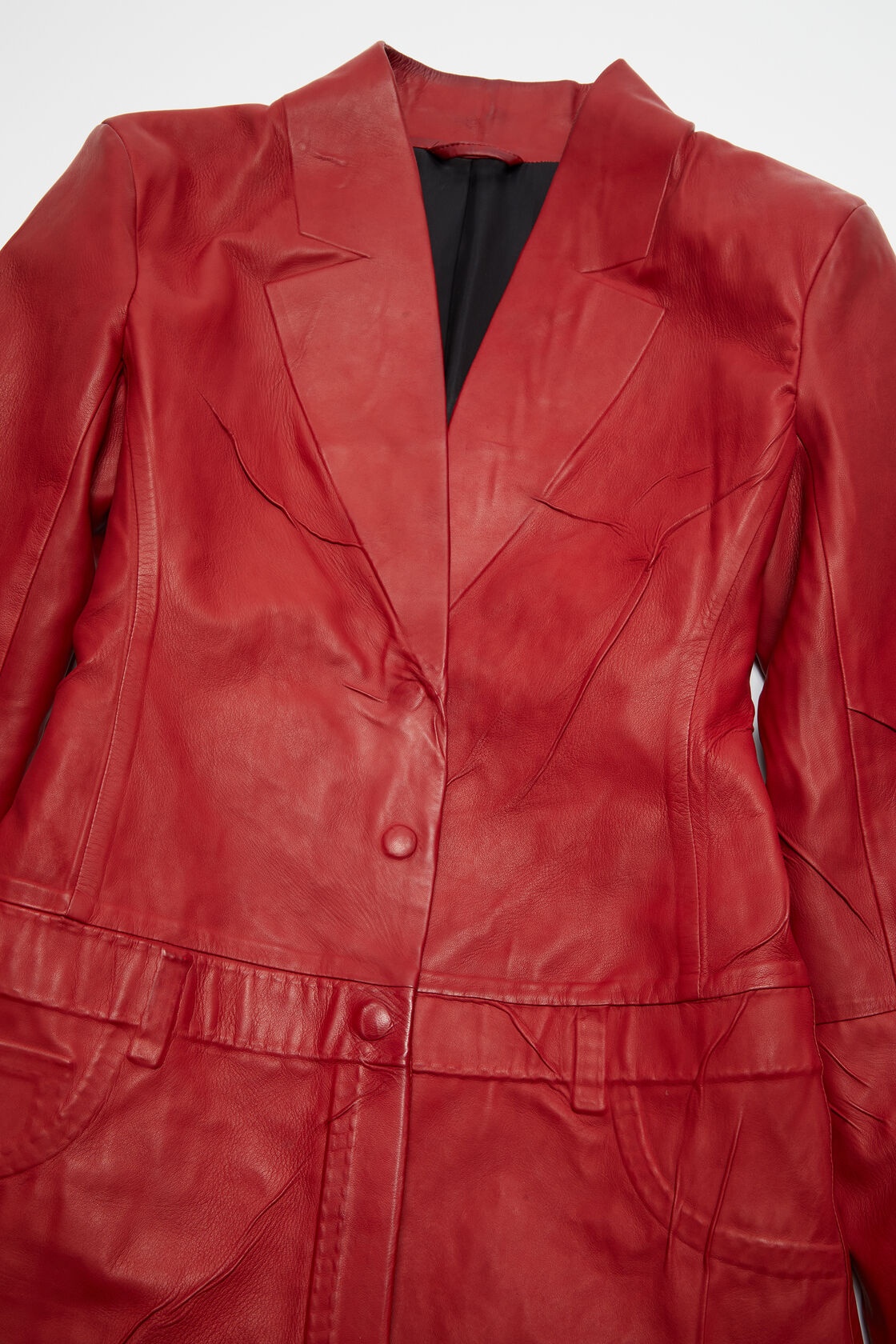 Acne Studios Embossed-detail Leather Coat In Red