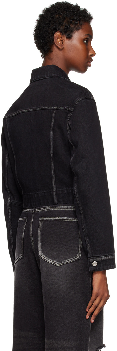 We11 Done V-shaped Denim Jacket In Black