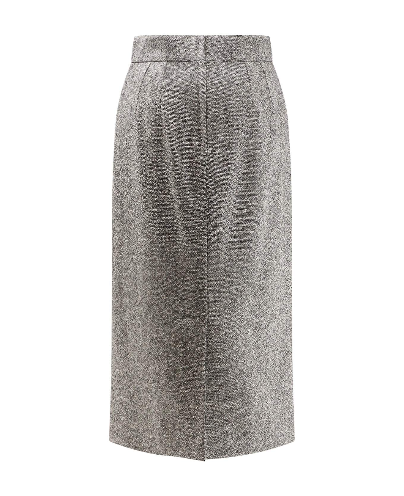 Dolce & Gabbana High-waisted Textured Midi Pencil Skirt In Gray