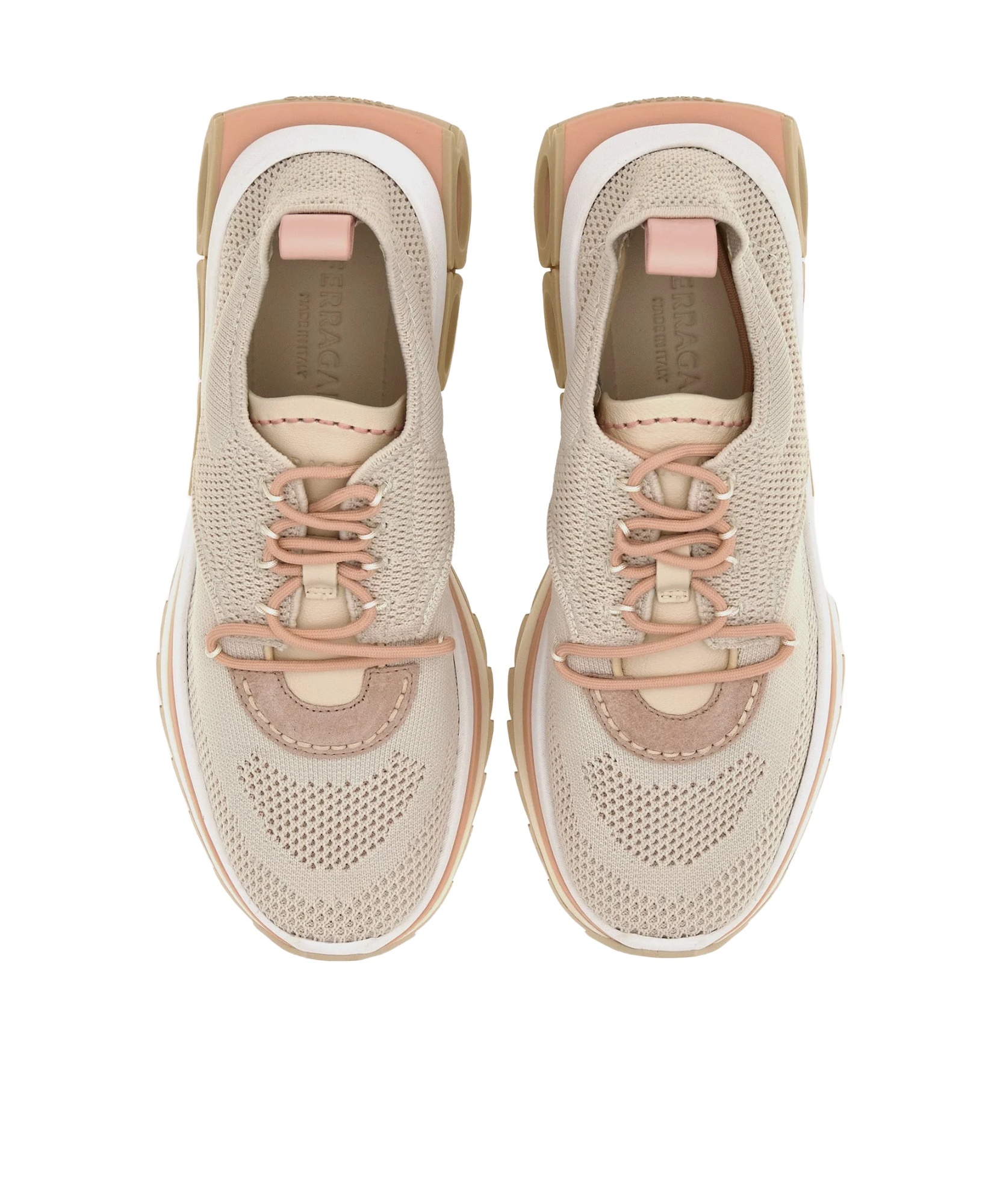 Ferragamo Mesh Perforated Pull Tab Rubber Sole Sneakers In Gray