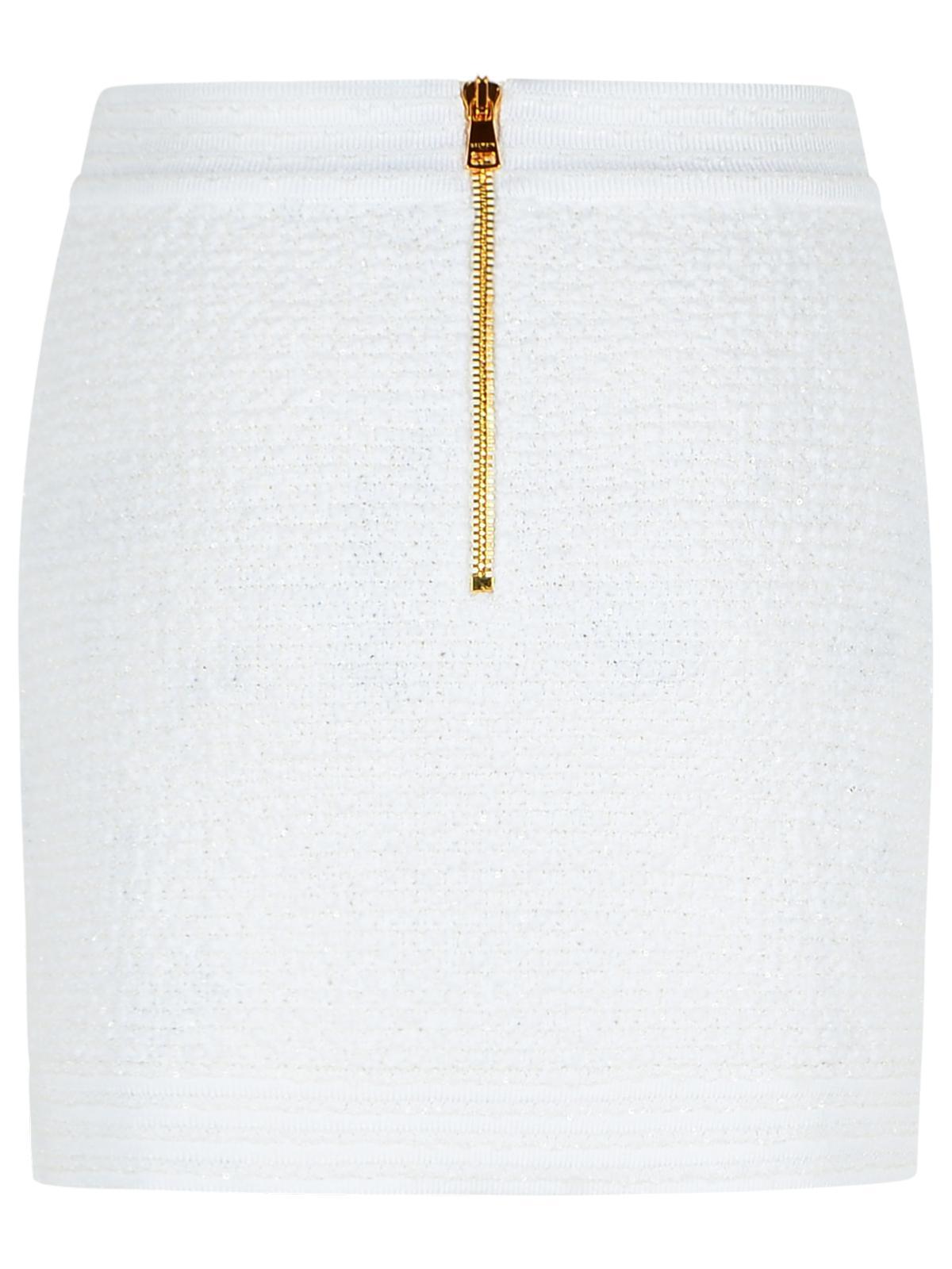 Balmain Cotton Blend Miniskirt Gold-tone Buttons