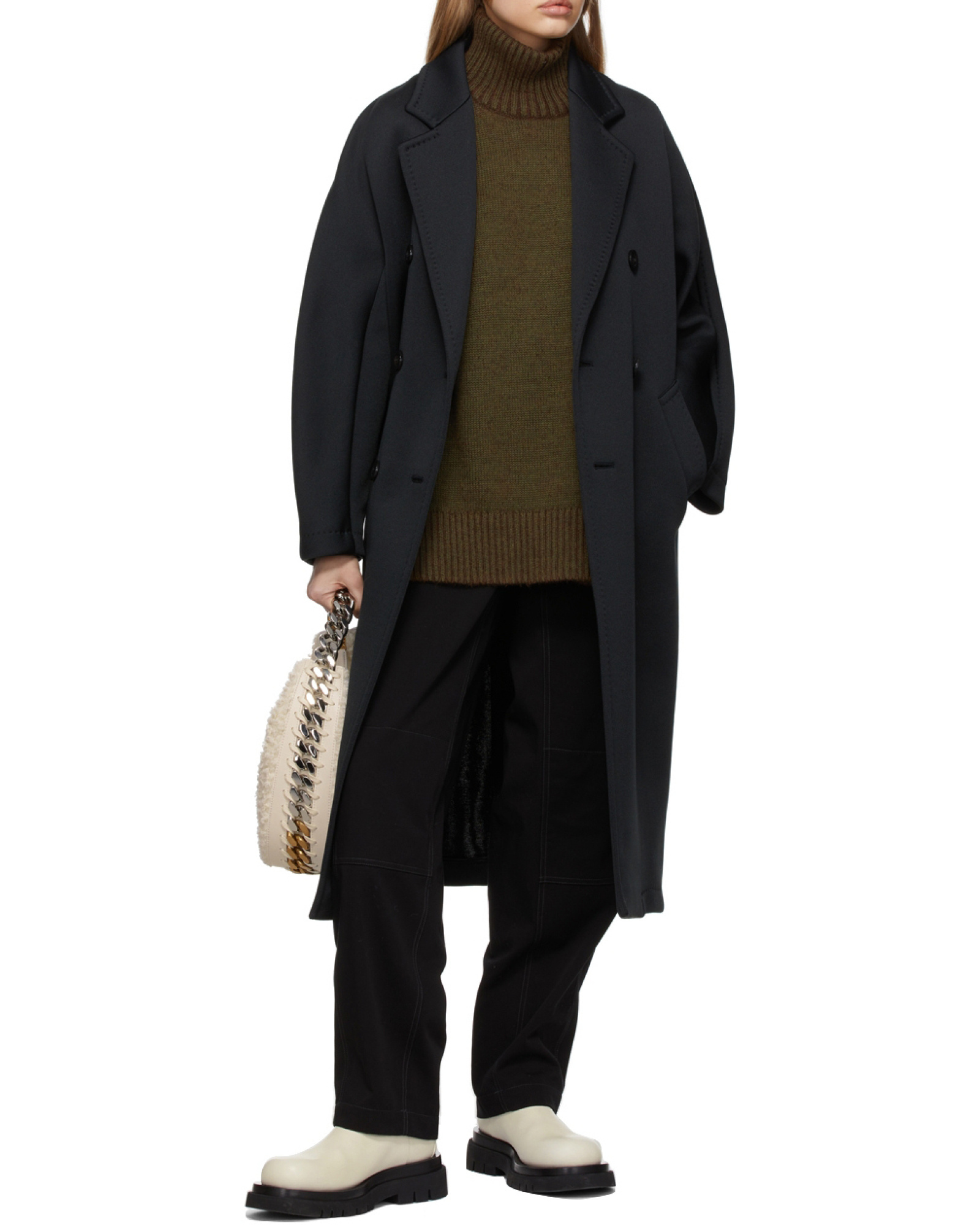 Max Mara Madame2 Double-breasted Coat In Black