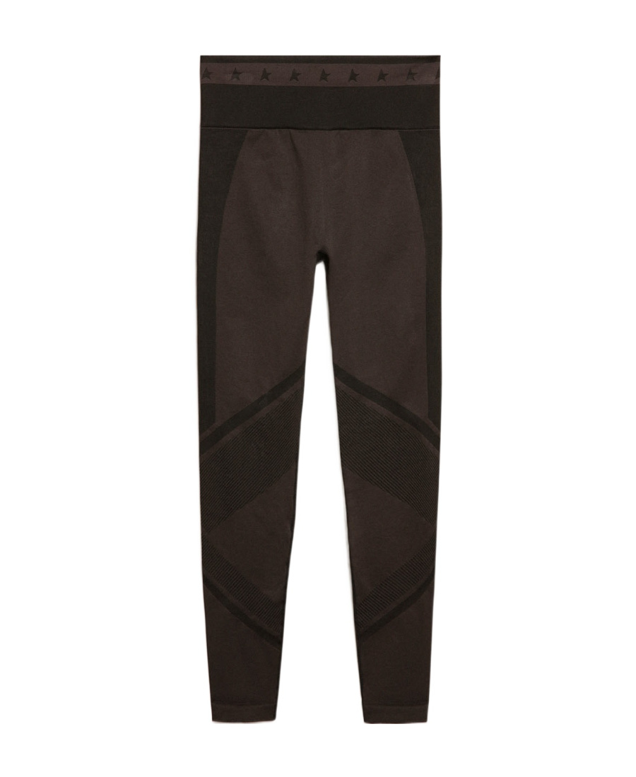 GOLDEN GOOSE WOMENS BLACK LEGGINGS WITH MIXED STITCHING