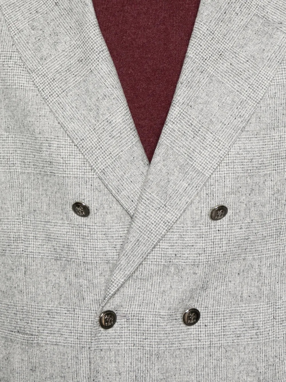 Brunello Cucinelli Men Wool And Silk Double-breasted Suit In Gray