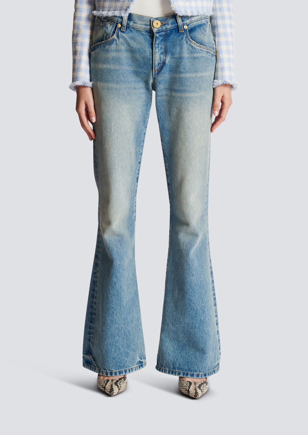 Balmain Western Bootcut Jeans In Green