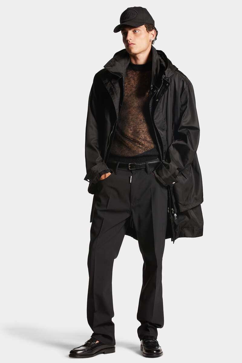 Dsquared2 Logo-print Hooded Coat In Black